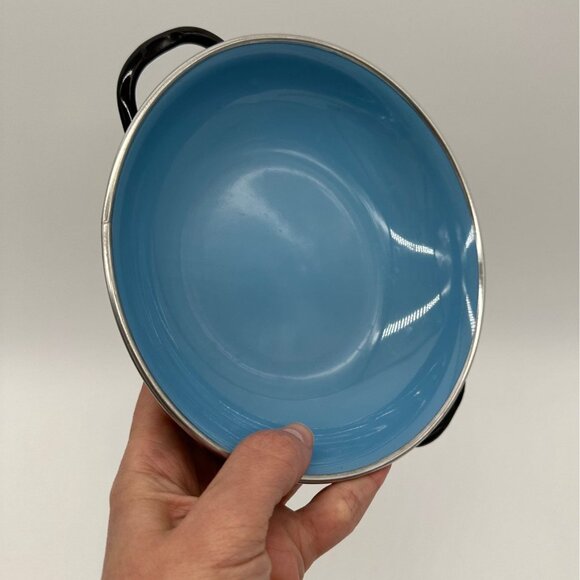 Vintage Blue Enamelware Saute Pan Skillet Yugoslavia Emo Celtic Small 6.25” - Picture 5 of 8